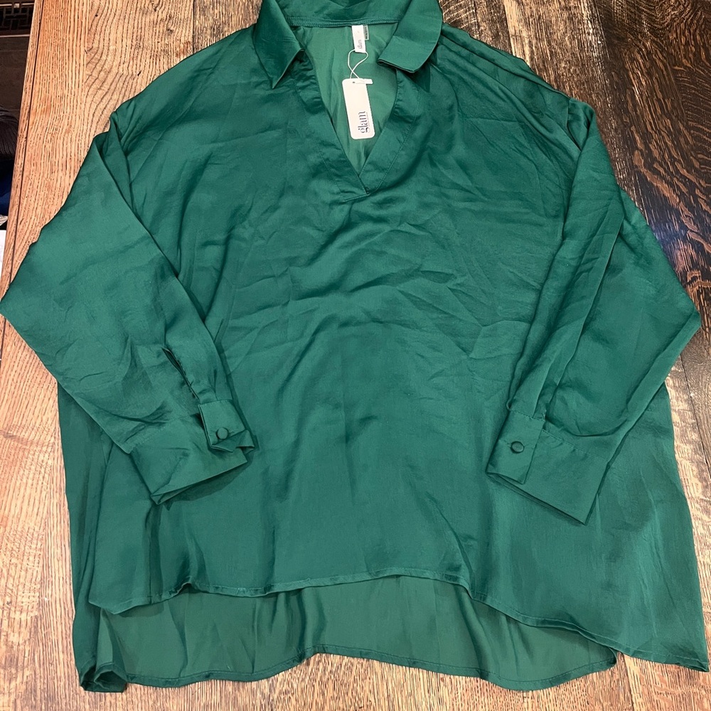 Glam Emerald Green Button Down Blouse